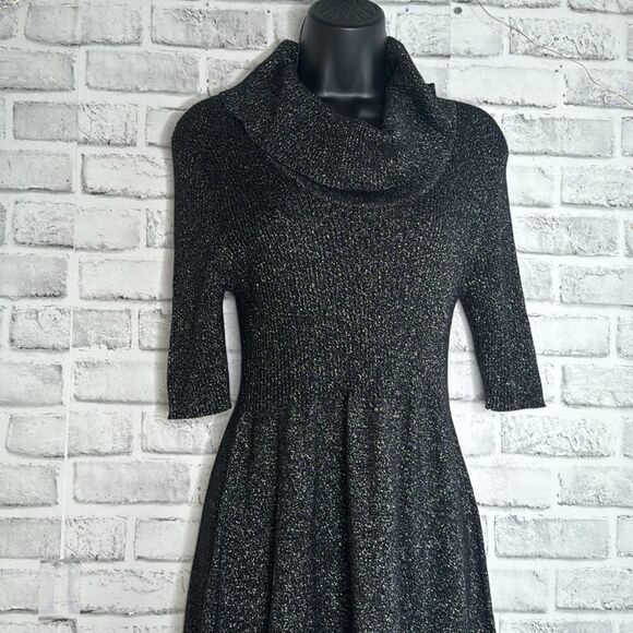 NWT Nine West Black Silver Shimmer Sweater Dress Size Large, Sparkle - Picture 4 of 8